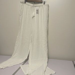 White flowy SOHO bathing suit cover up pants